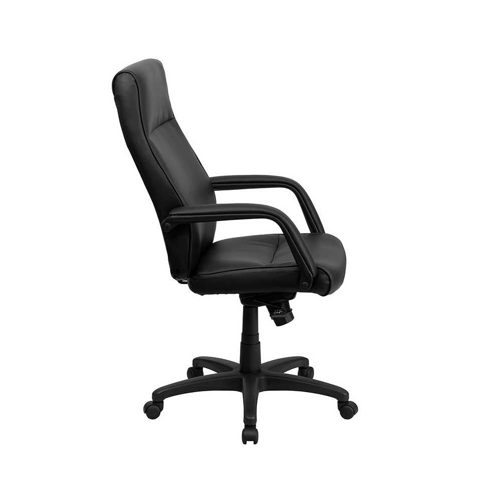 High Back Black LeatherSoft Executive Swivel Ergonomic Office Chair with Memory Foam Padding and Arms