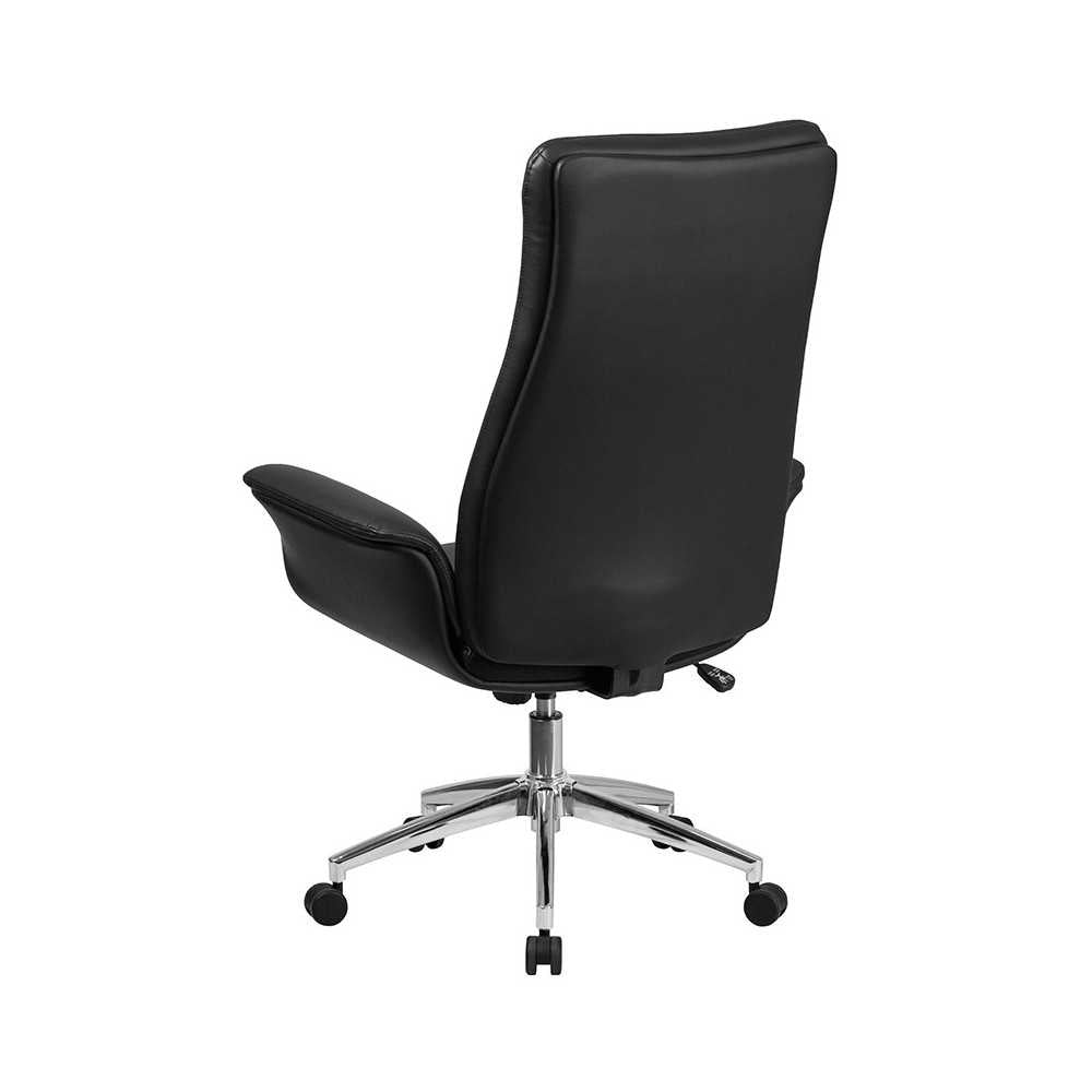 High Back Black LeatherSoft Executive Swivel Office Chair with Flared Arms