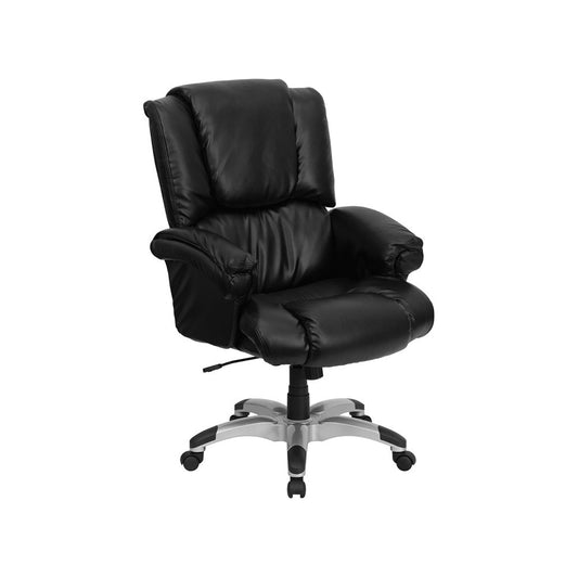 High Back Black LeatherSoft OverStuffed Executive Swivel Ergonomic Office Chair with Fully Upholstered Arms
