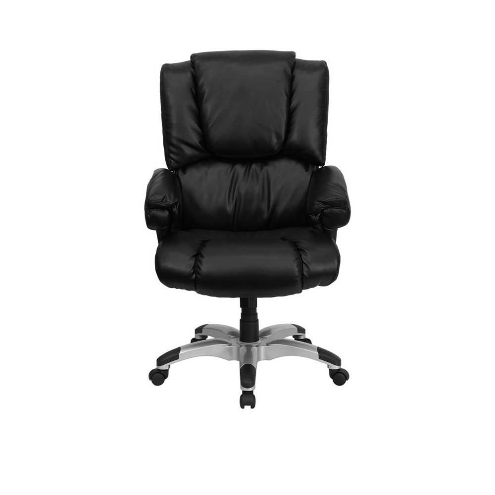 High Back Black LeatherSoft OverStuffed Executive Swivel Ergonomic Office Chair with Fully Upholstered Arms