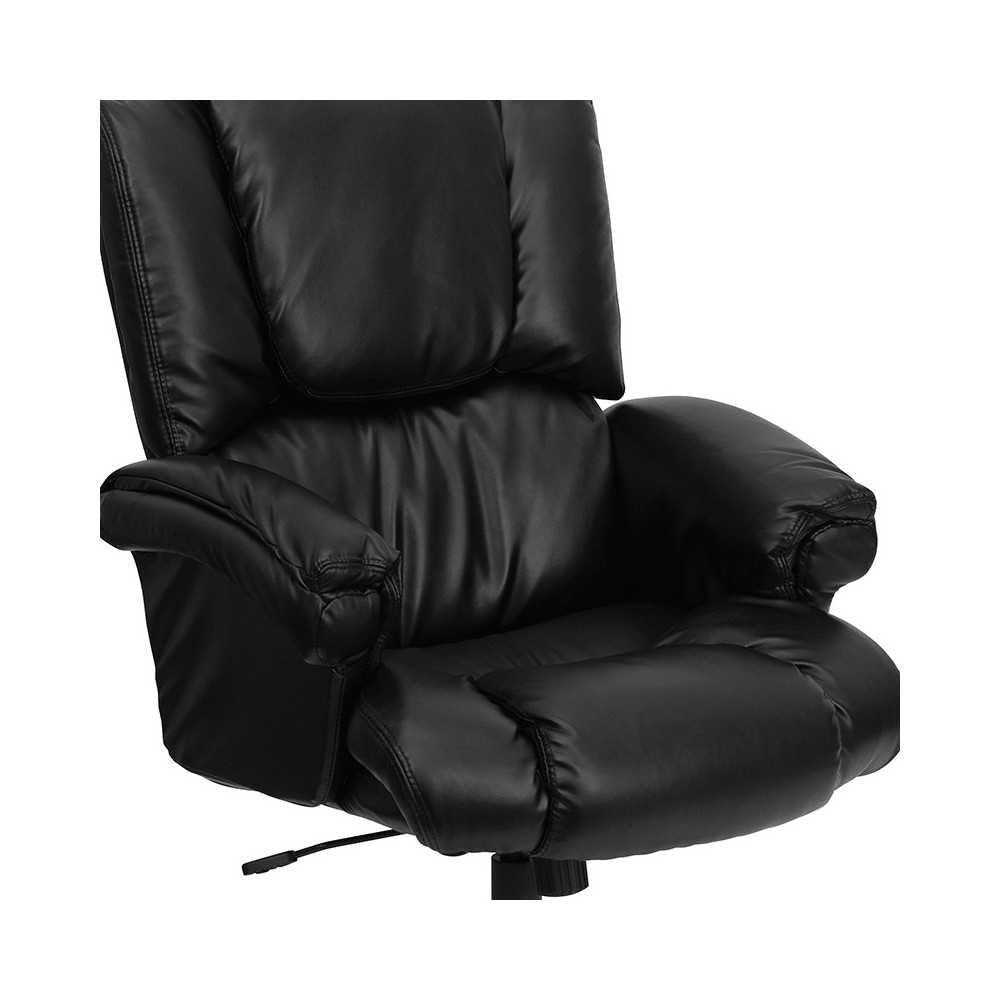 High Back Black LeatherSoft OverStuffed Executive Swivel Ergonomic Office Chair with Fully Upholstered Arms