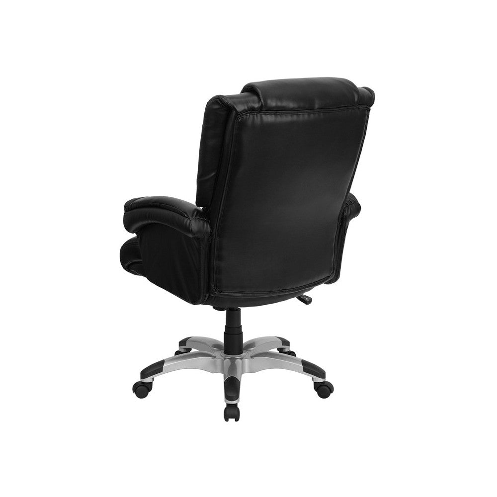 High Back Black LeatherSoft OverStuffed Executive Swivel Ergonomic Office Chair with Fully Upholstered Arms