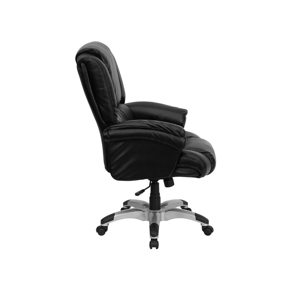 High Back Black LeatherSoft OverStuffed Executive Swivel Ergonomic Office Chair with Fully Upholstered Arms
