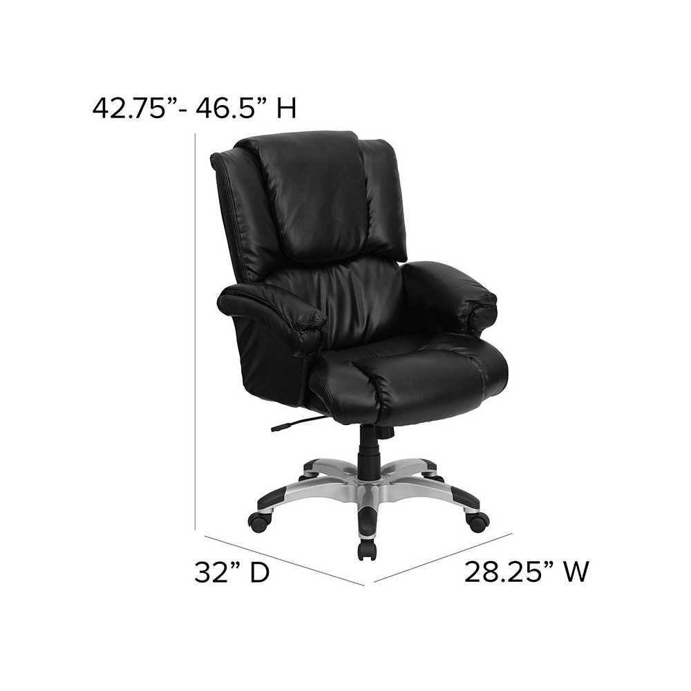 High Back Black LeatherSoft OverStuffed Executive Swivel Ergonomic Office Chair with Fully Upholstered Arms