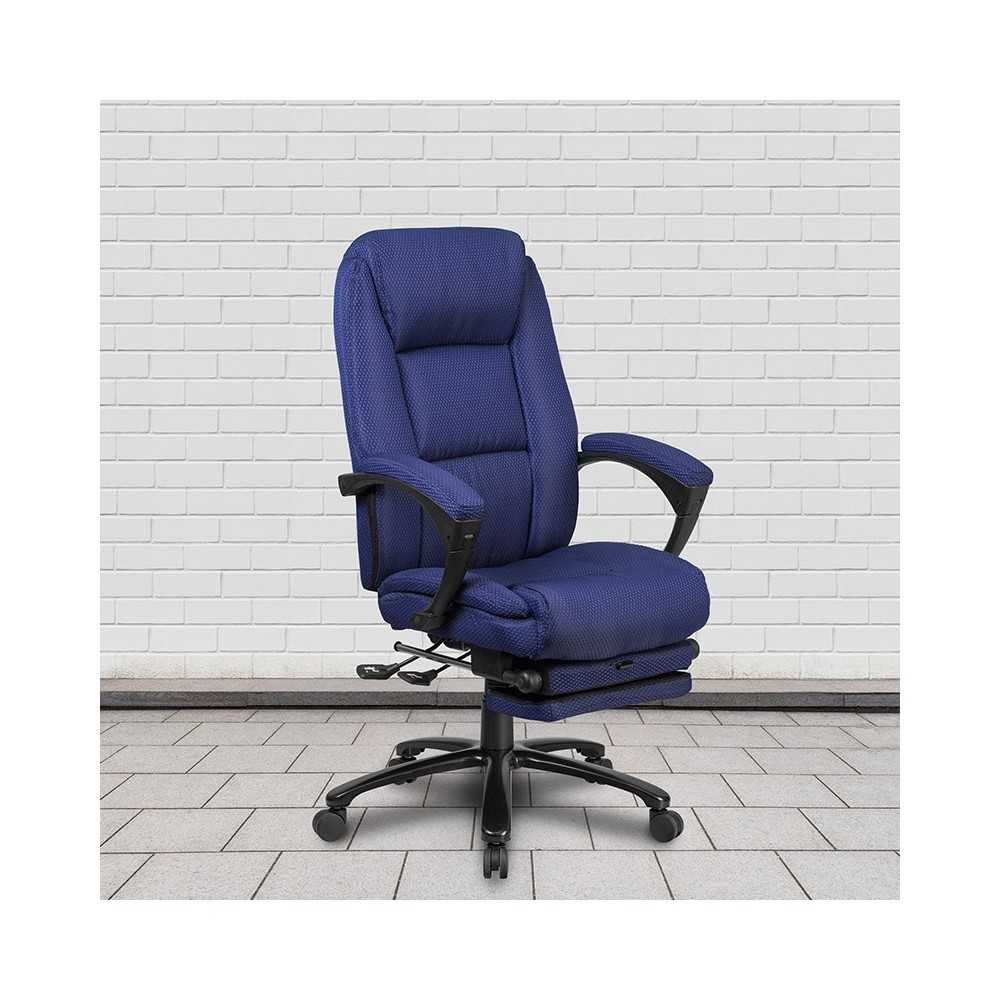 High Back Navy Fabric Executive Reclining Ergonomic Swivel Office Chair with Comfort Coil Seat Springs and Arms