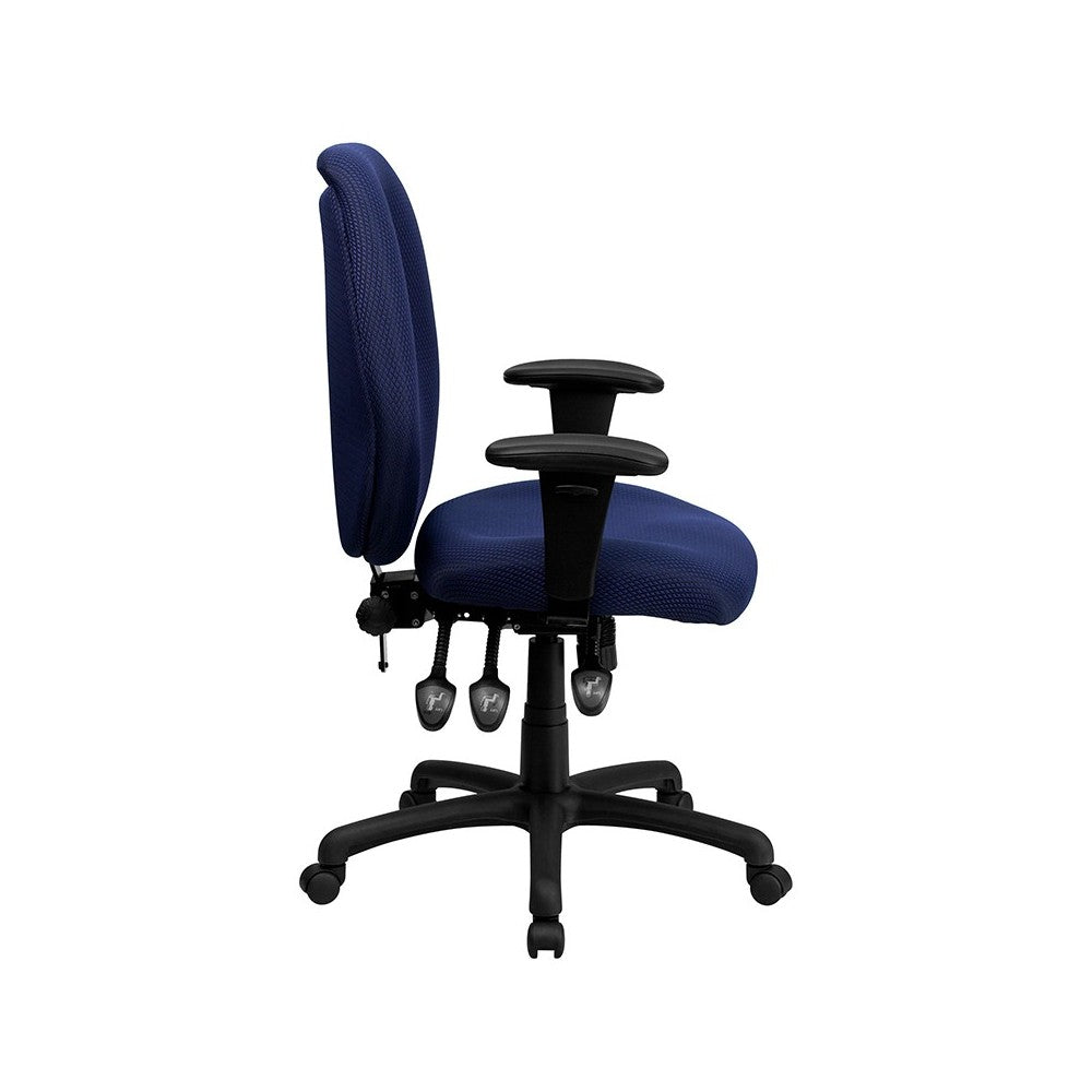 High Back Navy Fabric Multifunction Ergonomic Executive Swivel Office Chair with Adjustable Arms