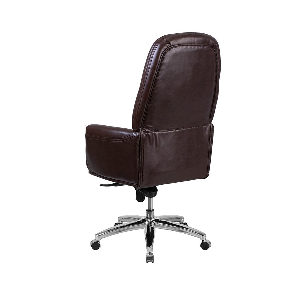High Back Traditional Tufted Brown LeatherSoft Multifunction Executive Swivel Ergonomic Office Chair with Arms