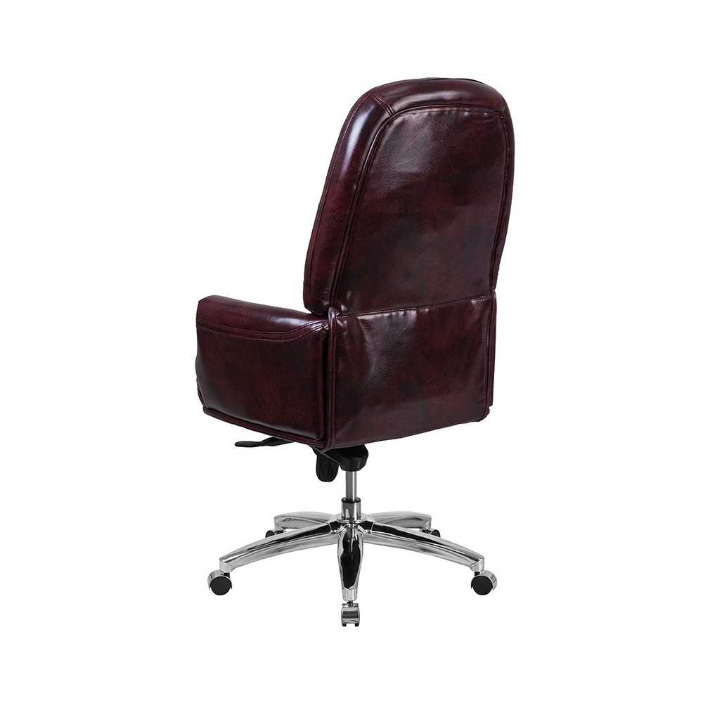 High Back Traditional Tufted Burgundy LeatherSoft Multifunction Executive Swivel Ergonomic Office Chair with Arms