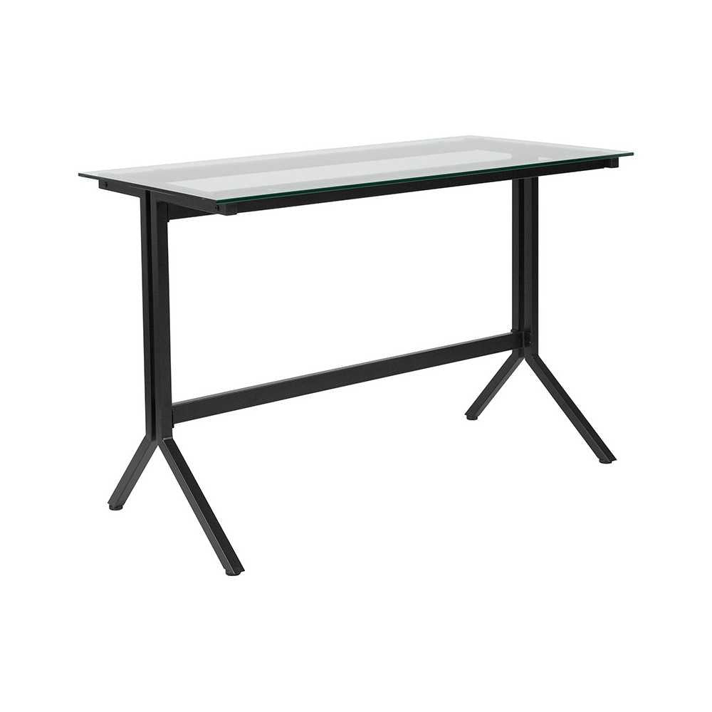 Highland Collection Glass Computer Desk with Black Metal Frame