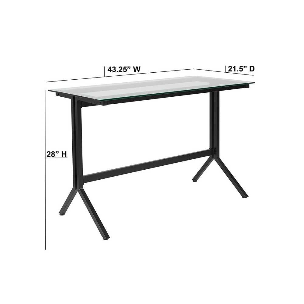 Highland Collection Glass Computer Desk with Black Metal Frame