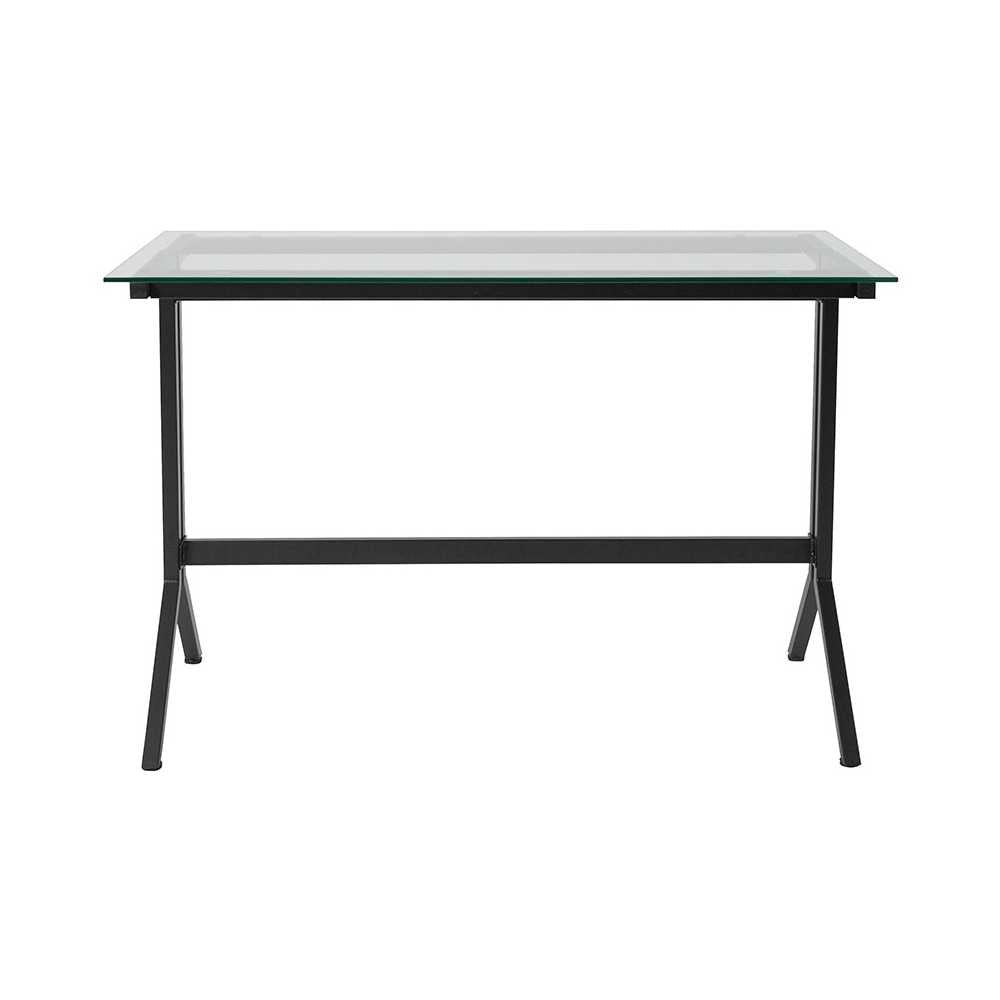 Highland Collection Glass Computer Desk with Black Metal Frame