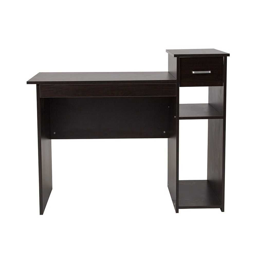 Highland Park Espresso Wood Grain Finish Computer Desk with Shelves and Drawer