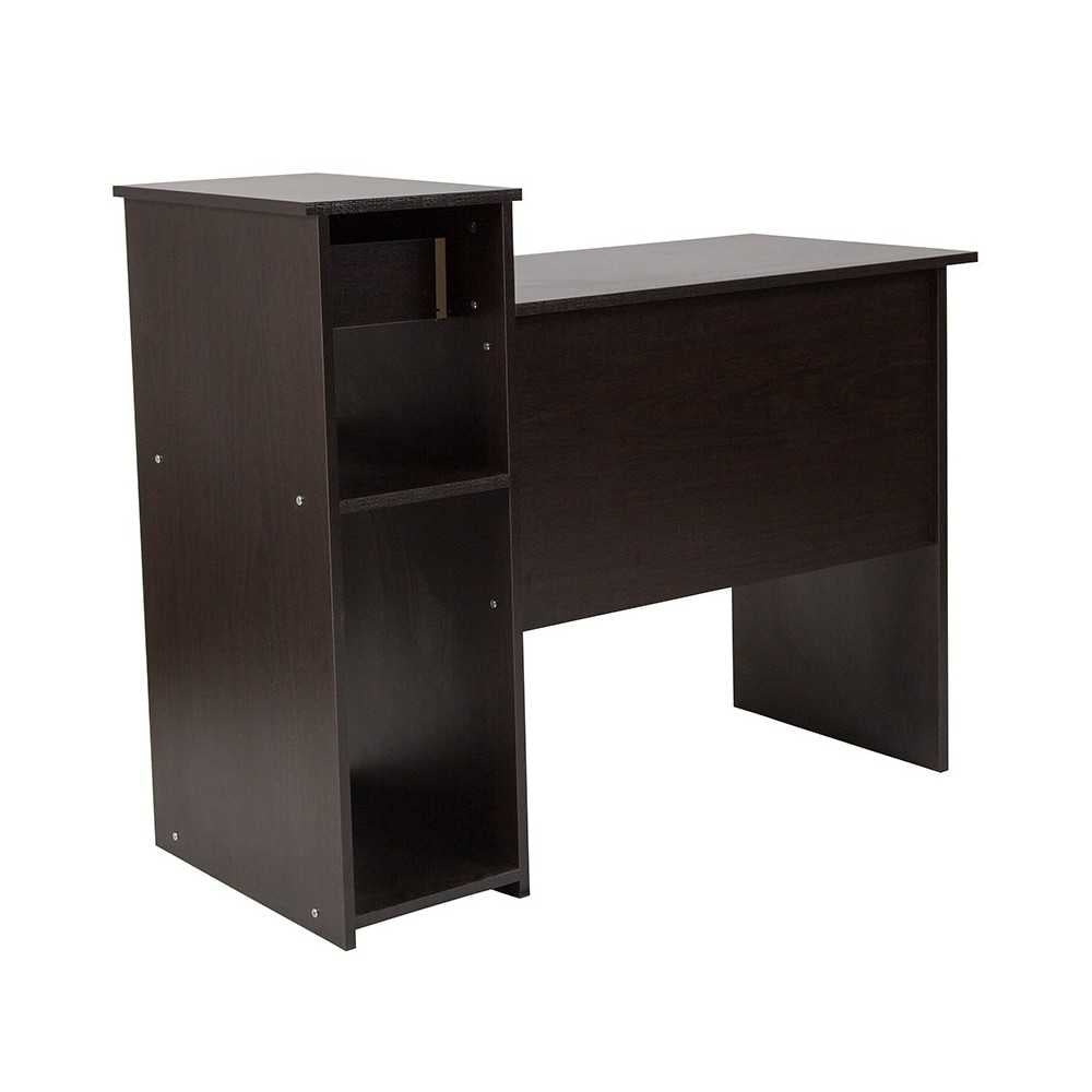 Highland Park Espresso Wood Grain Finish Computer Desk with Shelves and Drawer