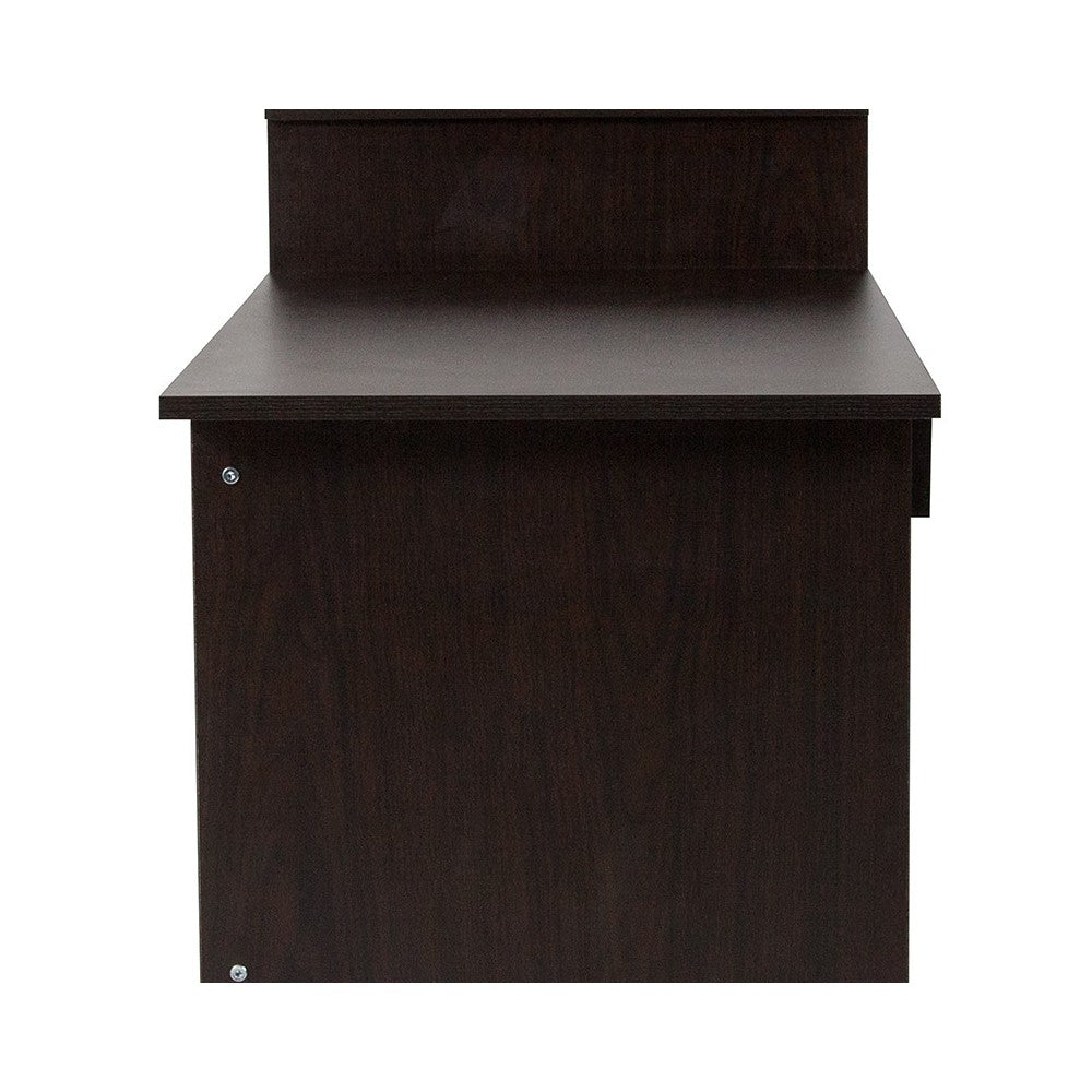 Highland Park Espresso Wood Grain Finish Computer Desk with Shelves and Drawer