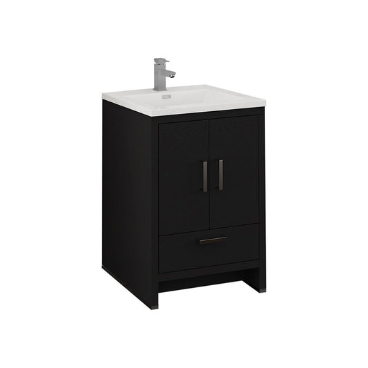 Imperia 24 Dark Gray Oak Free Standing Bathroom Cabinet w/ Integrated Sink