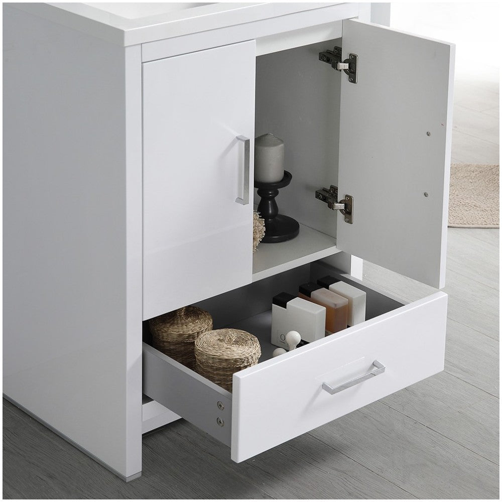 Imperia 24 Glossy White Free Standing Modern Bathroom Cabinet w/ Integrated Sink