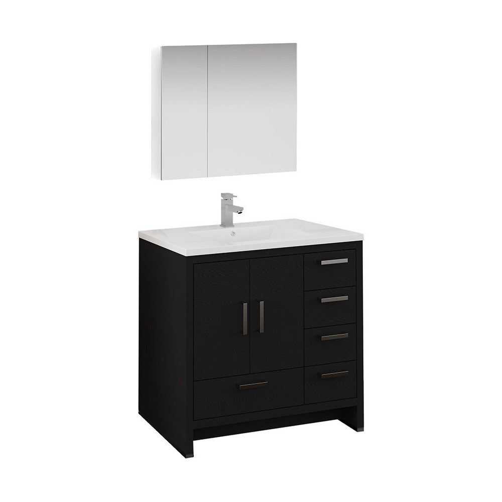 Imperia 36 Dark Gray Free Standing Bathroom Vanity w/ Medicine Cabinet - Right
