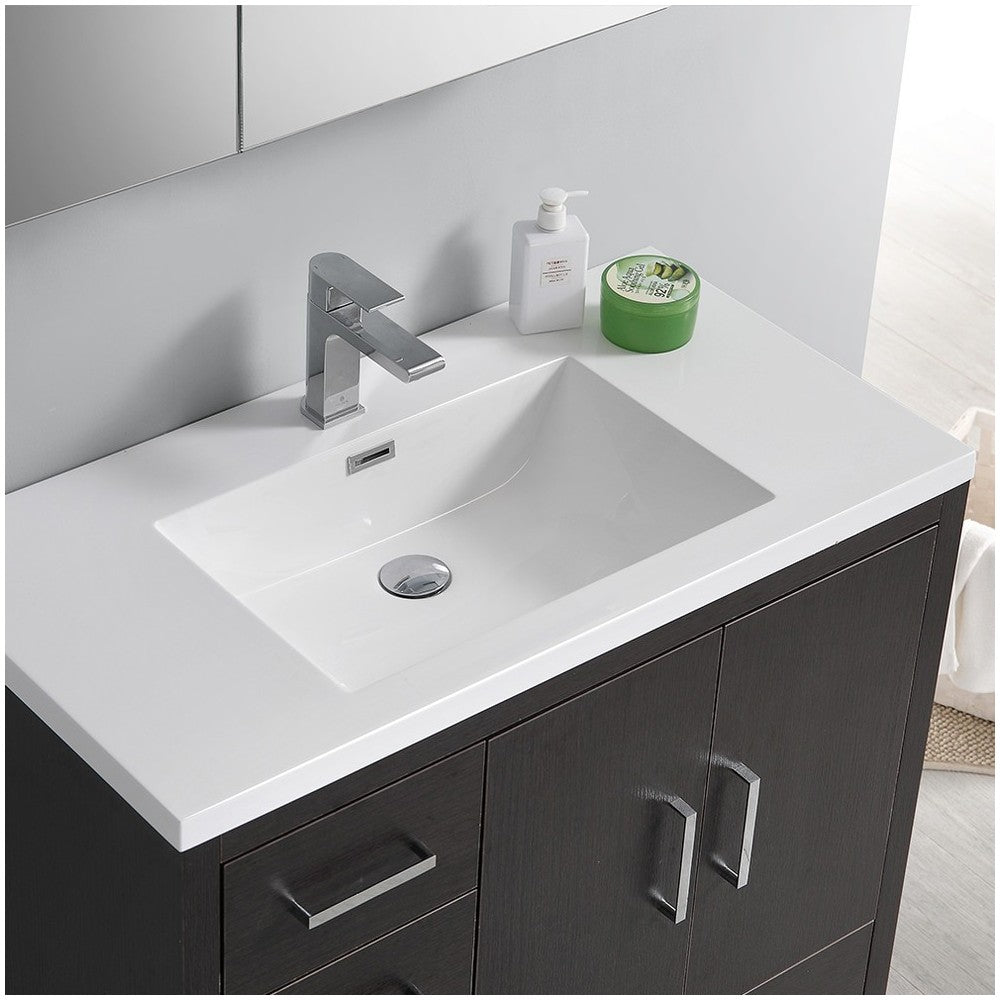 Imperia 36 Dark Gray Oak Free Standing Bathroom Vanity w/ Medicine Cabinet- Left