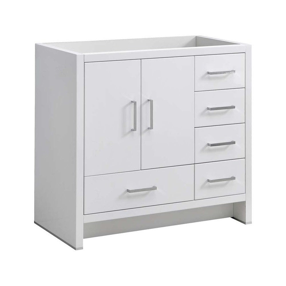 Imperia 36" Glossy White Free Standing Modern Bathroom Cabinet - Right Version