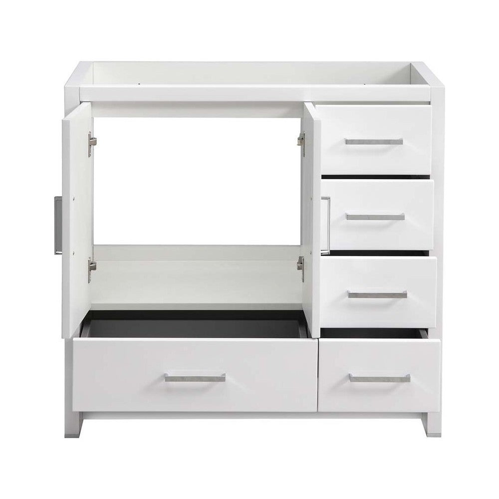 Imperia 36" Glossy White Free Standing Modern Bathroom Cabinet - Right Version