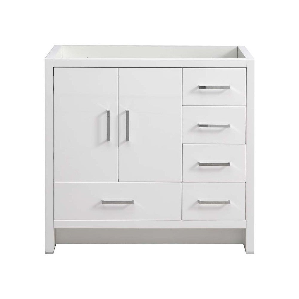 Imperia 36" Glossy White Free Standing Modern Bathroom Cabinet - Right Version