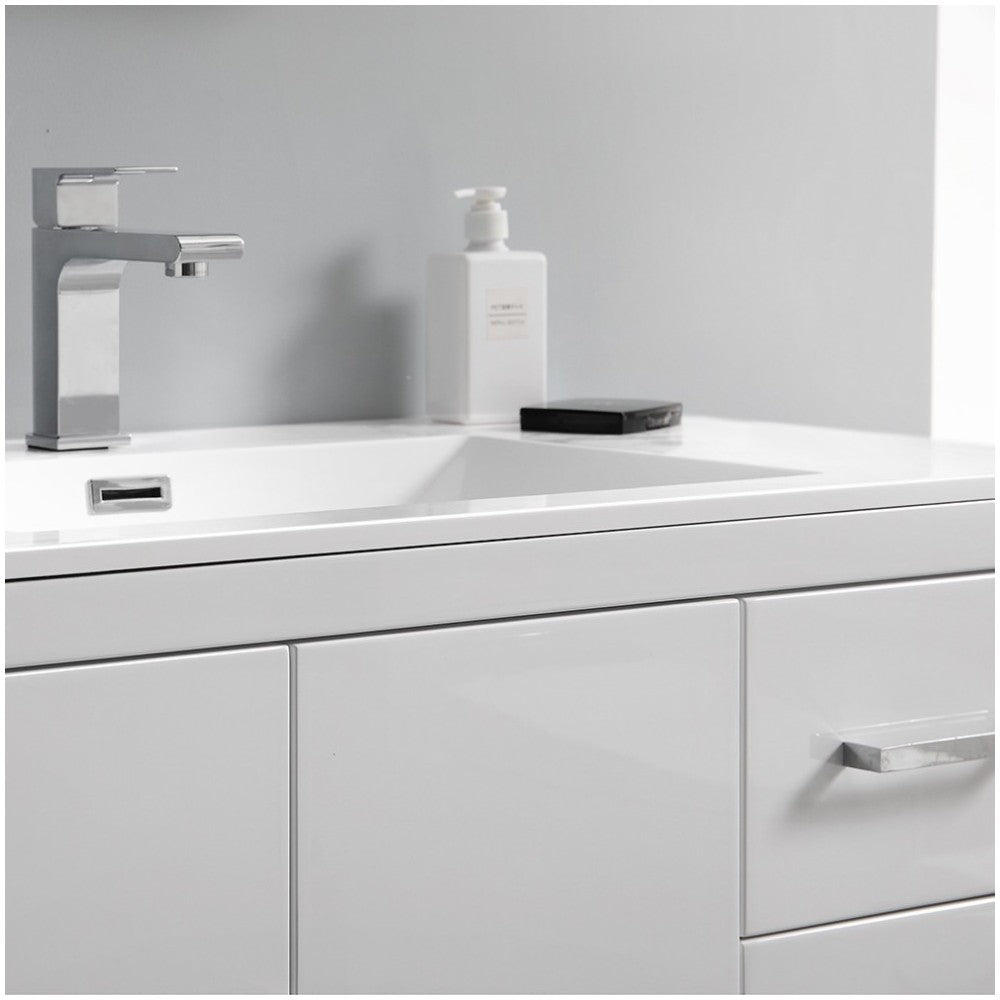 Imperia 36 White Free Standing Bathroom Cabinet w/ Integrated Sink - Left