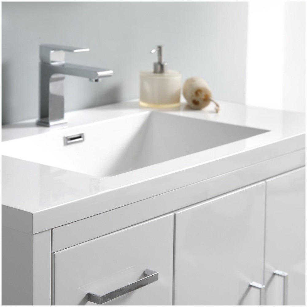 Imperia 36 White Free Standing Bathroom Cabinet w/ Integrated Sink - Left
