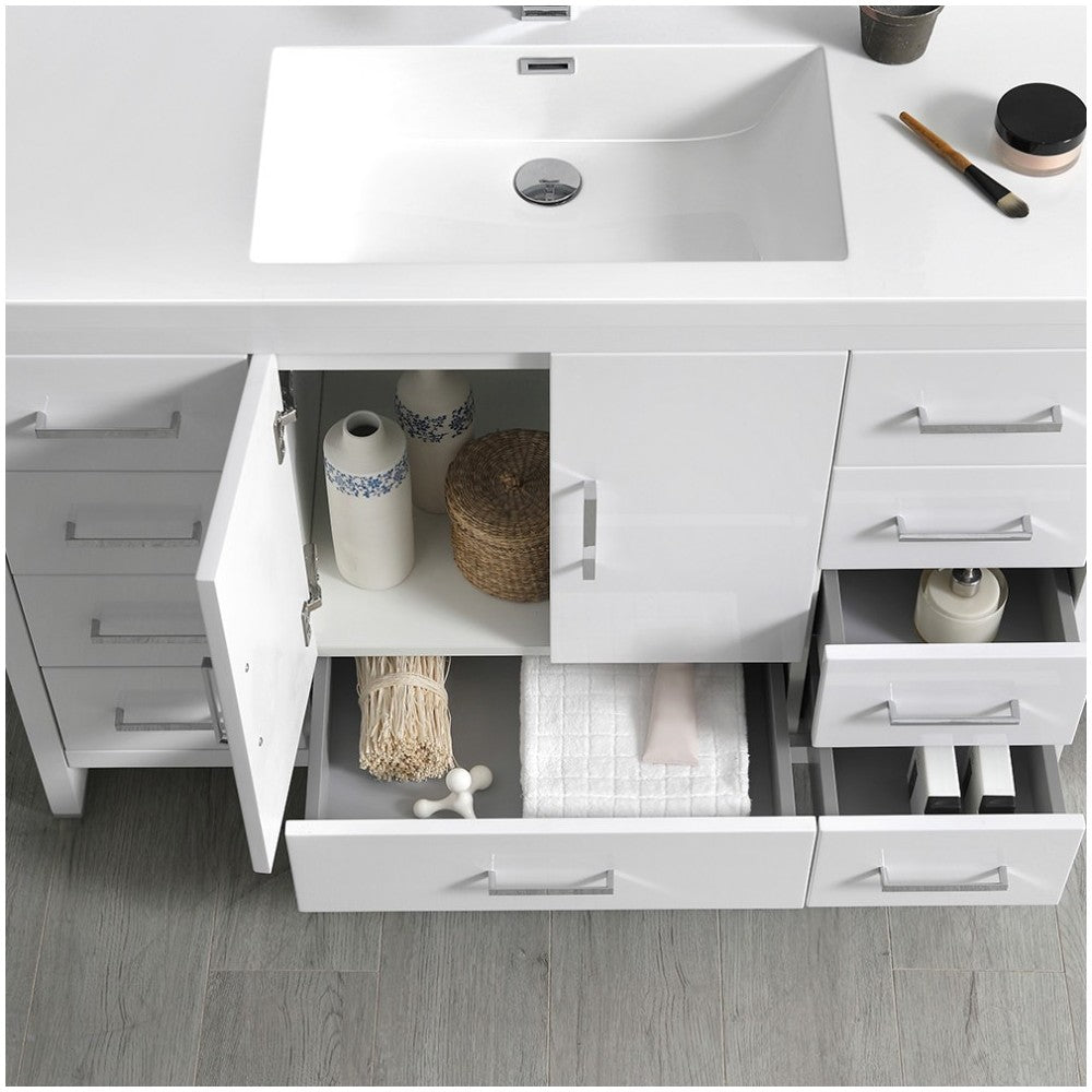Imperia 48 Glossy White Free Standing Modern Bathroom Vanity w/ Medicine Cabinet