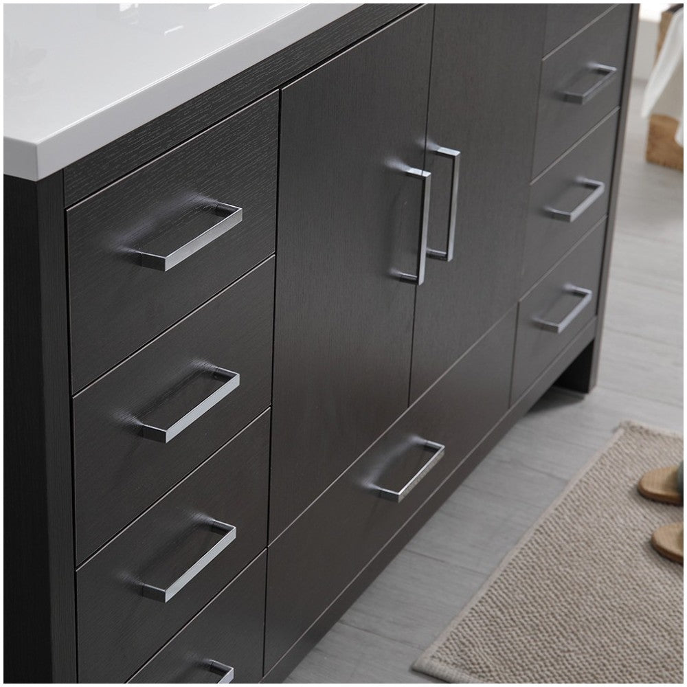 Imperia 60 Dark Gray Free Standing Single Sink Bathroom Vanity, Medicine Cabinet