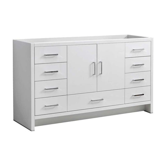 Imperia 60" Glossy White Free Standing Single Sink Modern Bathroom Cabinet
