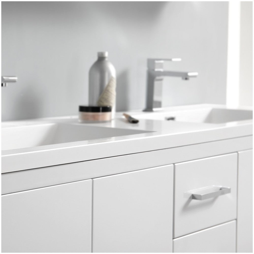 Imperia 60 White Free Standing Modern Bathroom Cabinet w/ Integrated Double Sink
