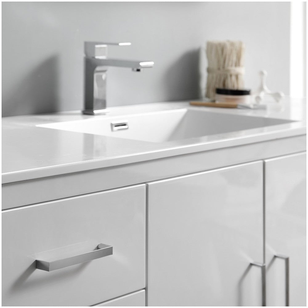 Imperia 60 White Free Standing Modern Bathroom Cabinet w/ Integrated Single Sink