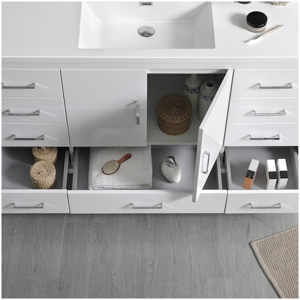 Imperia 60 White Free Standing Single Sink Bathroom Vanity w/ Medicine Cabinet