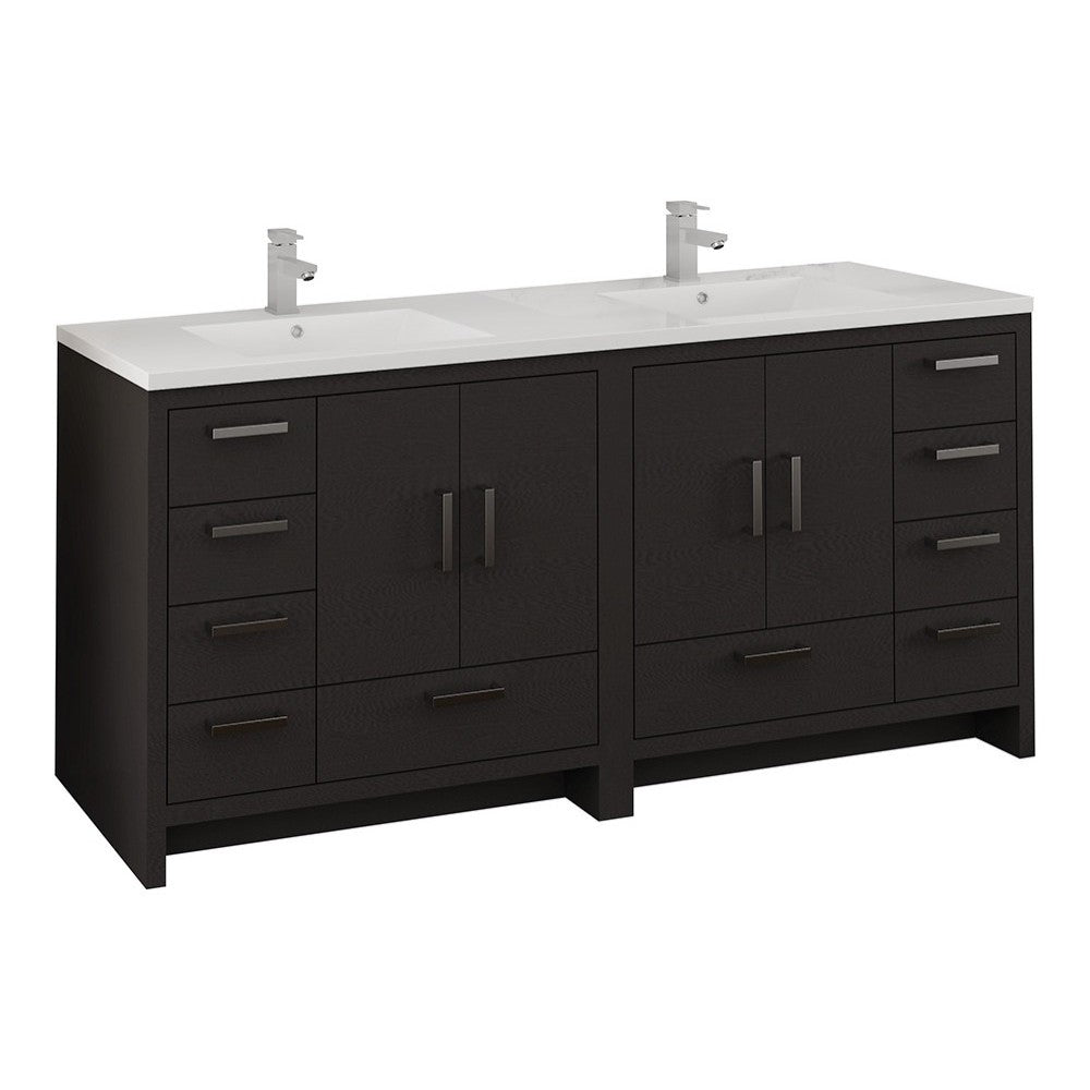 Imperia 72 Dark Gray Free Standing DBL Sink Bathroom Cabinet w/ Integrated Sink