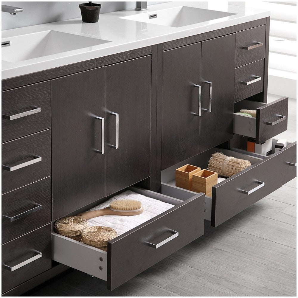 Imperia 72 Dark Gray Free Standing DBL Sink Bathroom Cabinet w/ Integrated Sink