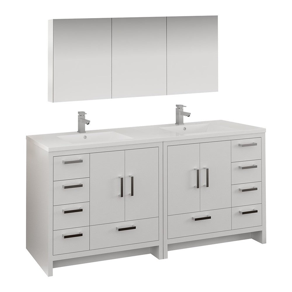 Imperia 72 White Free Standing Double Sink Bathroom Vanity w/ Medicine Cabinet