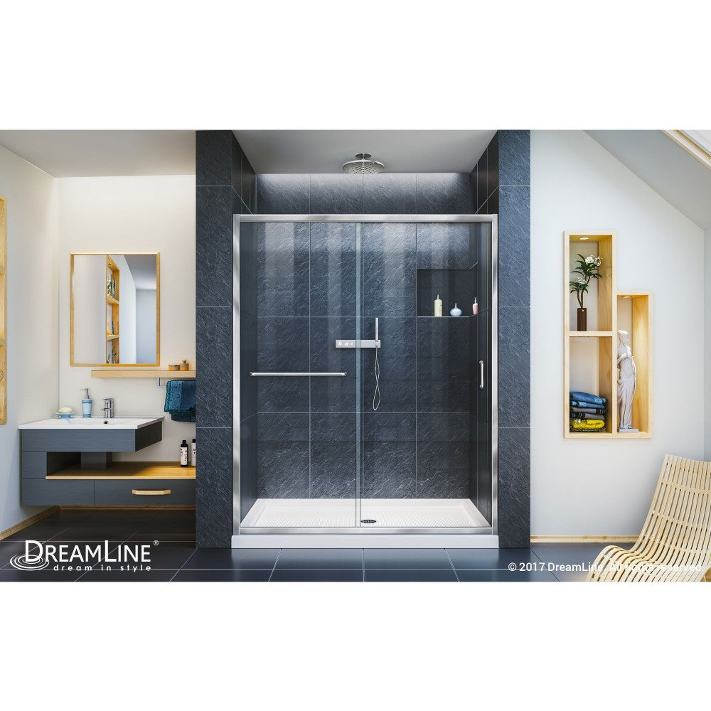 Infinity-Z 56-60 in. W x 72 in. H Semi-Frameless Sliding Shower Door, Clear Glass in Chrome