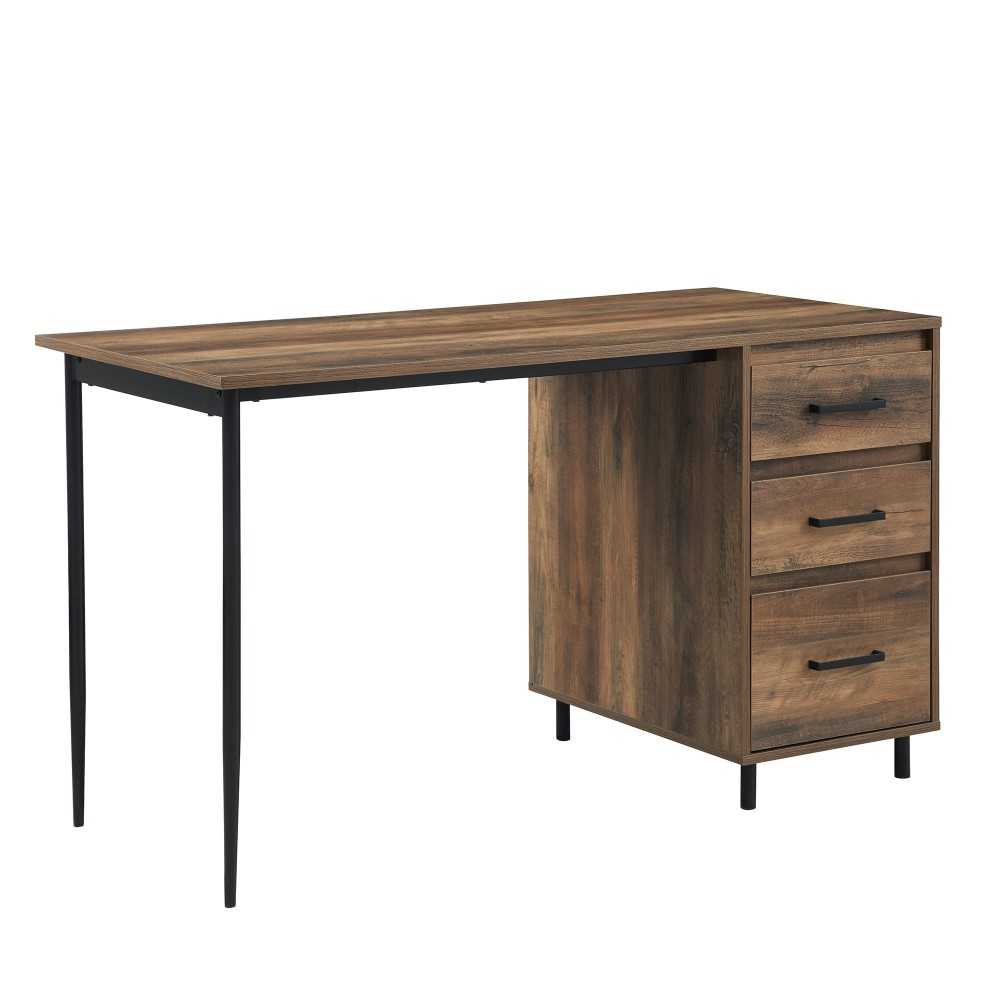 Ingrid 52" 3 Drawer Desk - Rustic Oak