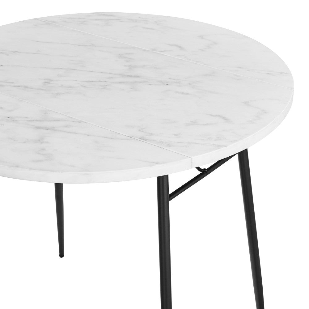 Jacob 36" Drop Leaf Dining Table - Faux White Marble