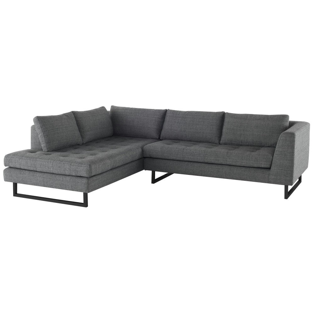 Janis Dark Gray Tweed Fabric Sectional Sofa, HGSC524