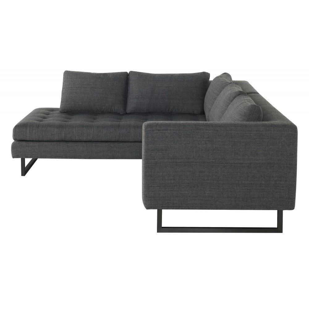 Janis Dark Gray Tweed Fabric Sectional Sofa, HGSC524