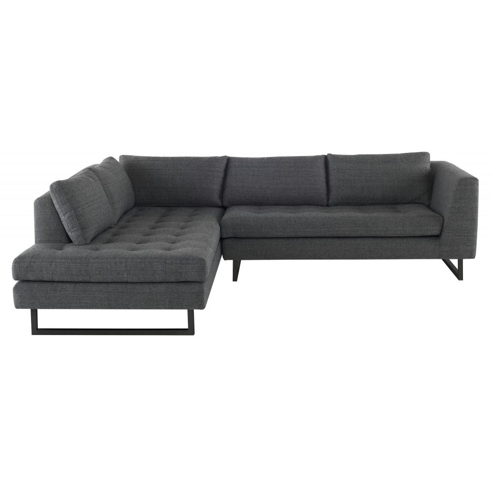 Janis Dark Gray Tweed Fabric Sectional Sofa, HGSC524