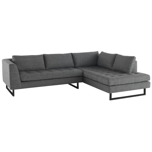 Janis Dark Gray Tweed Fabric Sectional Sofa, HGSC534