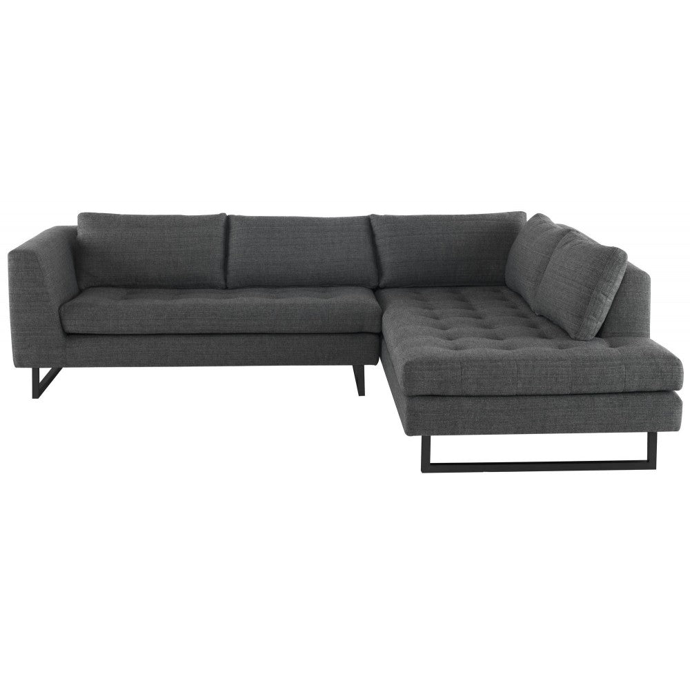 Janis Dark Gray Tweed Fabric Sectional Sofa, HGSC534