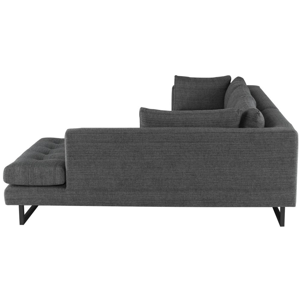 Janis Dark Gray Tweed Fabric Sectional Sofa, HGSC534