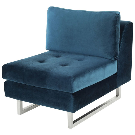 Janis Midnight Blue Fabric Armless Sofa Seat, HGSC356