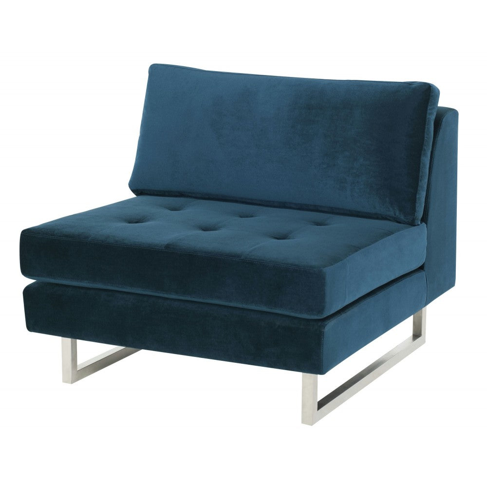 Janis Midnight Blue Fabric Armless Sofa Seat, HGSC361