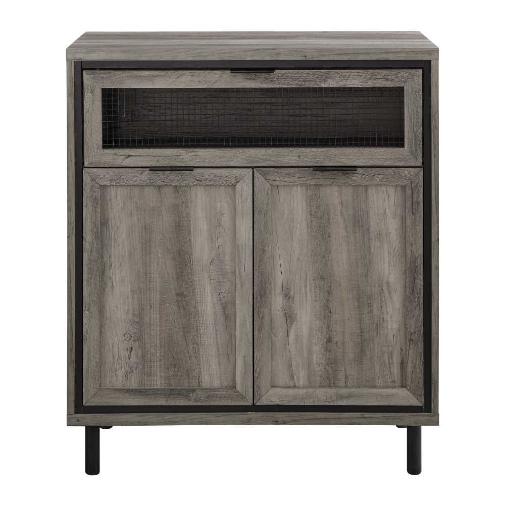 Jenson 30" Mesh Metal Drop Down Door Accent Cabinet - Gray Wash