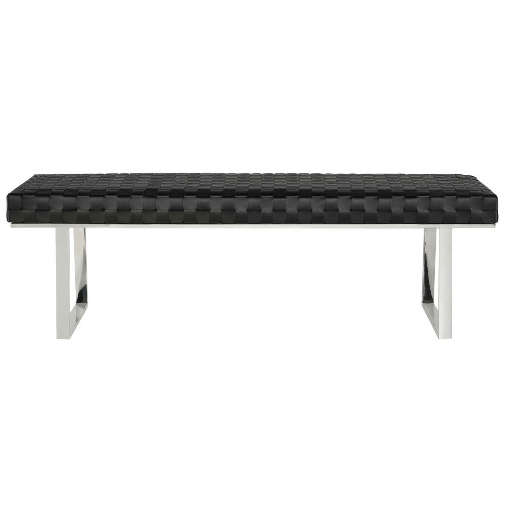 Karlee Black Leather Occasional Bench