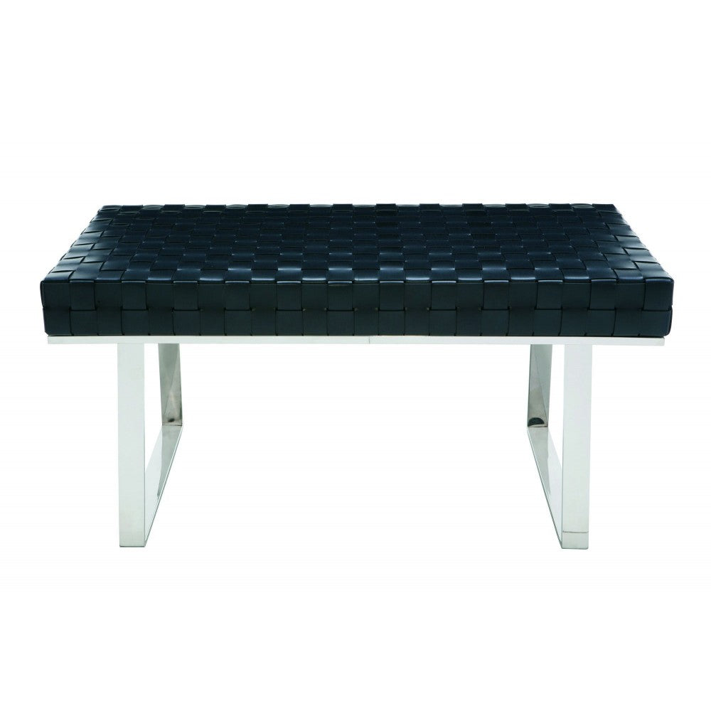 Karlee Jr. Black Leather Occasional Bench
